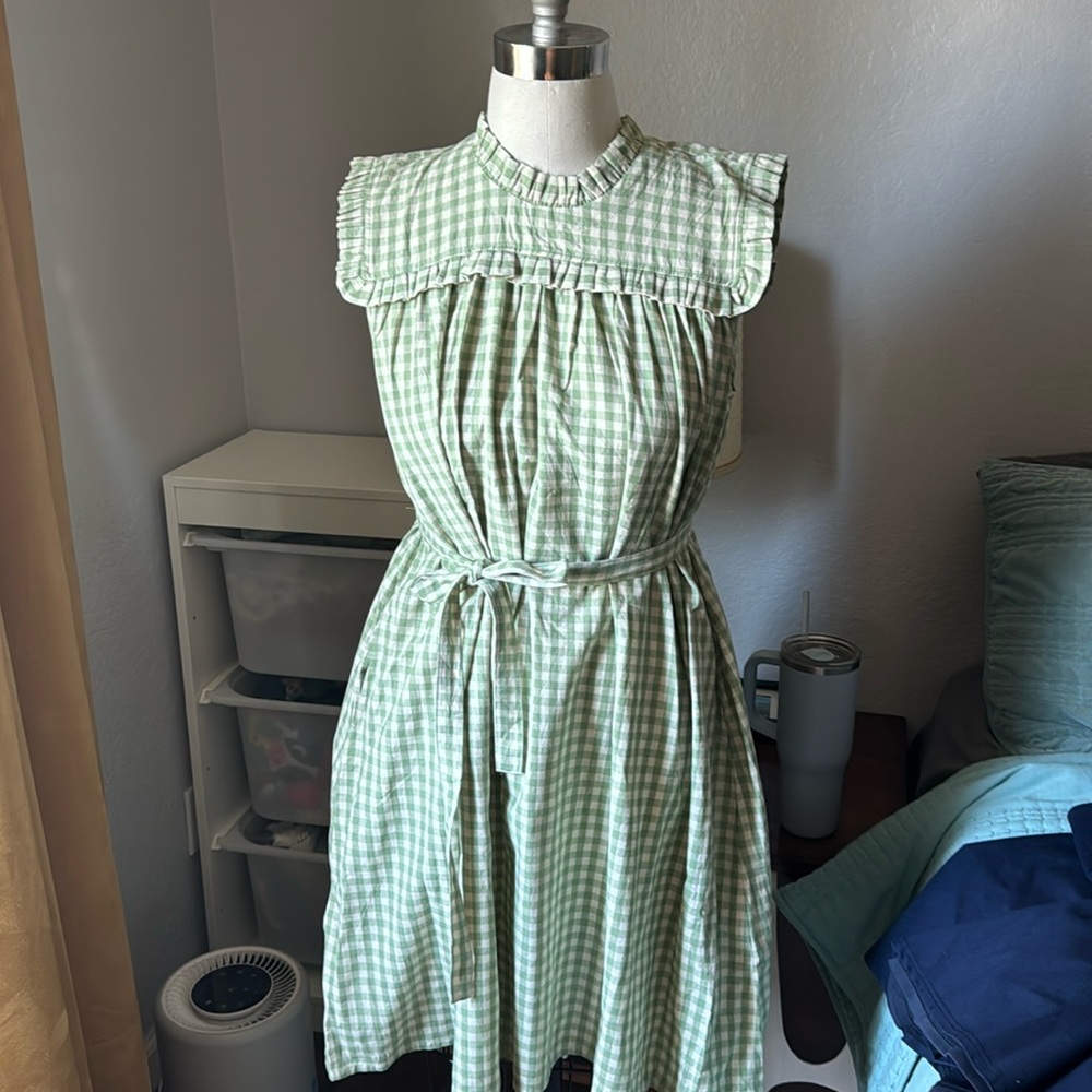 Mata Traders Green Gingham Dress